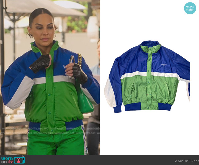 Kawasaki Racing Windbreaker Jacket worn by Amanza Smith on Selling Sunset