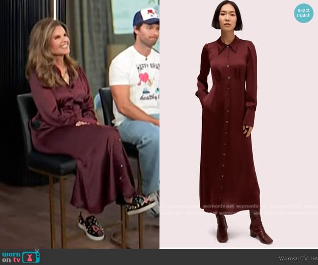 Kate Spade Satin Midi Candied Shirtdress worn by Maria Shriver on E! News