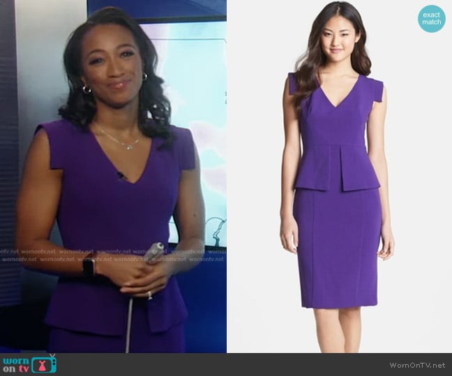 Black Halo Keyton Peplum Dress worn by Brittany Bell on Good Morning America