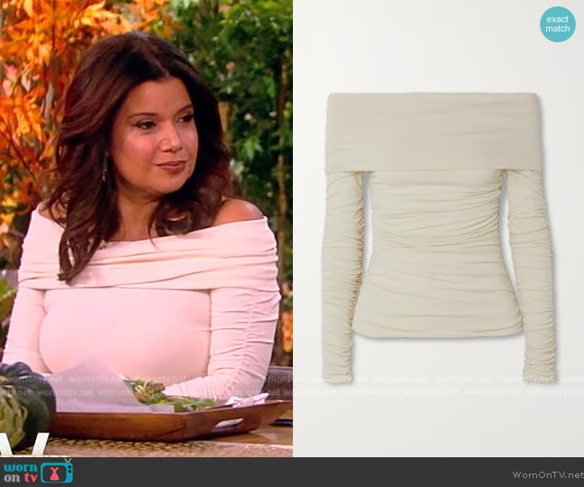 Khaite Zuri off-shoulder top worn by Ana Navarro on The View