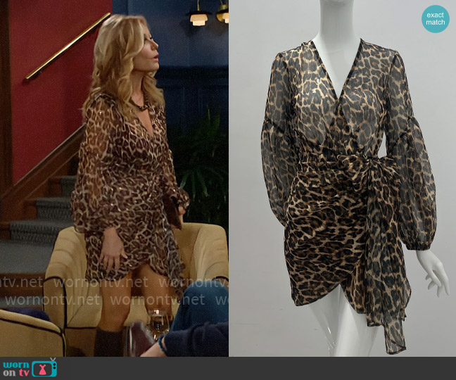 LACE The Label Sheer Mini Dress with Tie Belt worn by Lauren Fenmore (Tracey Bregman) on The Young and the Restless