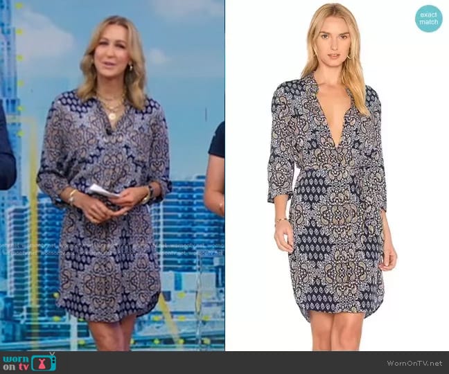 L'Agence Stella Dress in Navy Multi worn by Lara Spencer on Good Morning America