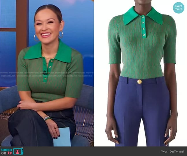 LK Bennett Crawford Jacquard Polo worn by Eva Pilgrim on Good Morning America