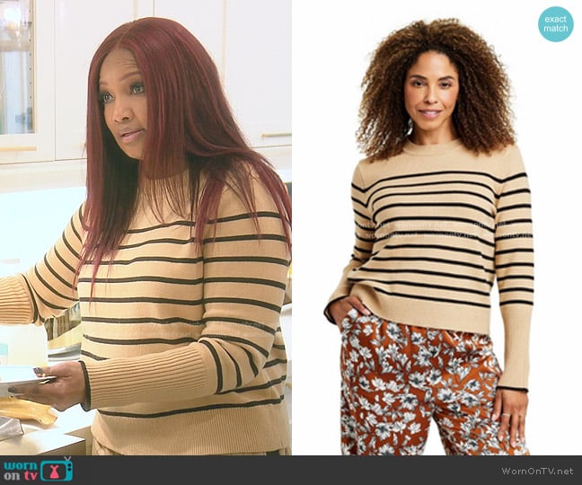 La Ligne x Target Striped Crewneck Sweater worn by Garcelle Beauvais on The Real Housewives of Beverly Hills