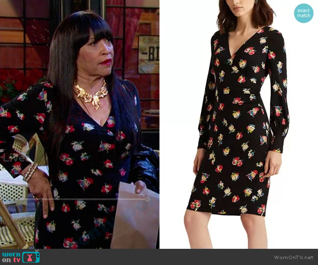 Lauren Ralph Lauren Floral Surplice Jersey Dress worn by Paulina Price (Jackée Harry) on Days of our Lives