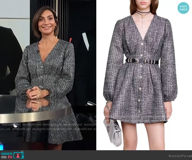 Maje Imex Long Sleeve Sequined Dress worn by Courtney Lopez on E! News