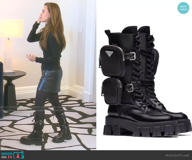 Prada Monolith Mini Bag Knee High Boot worn by Kyle Richards on The Real Housewives of Beverly Hills