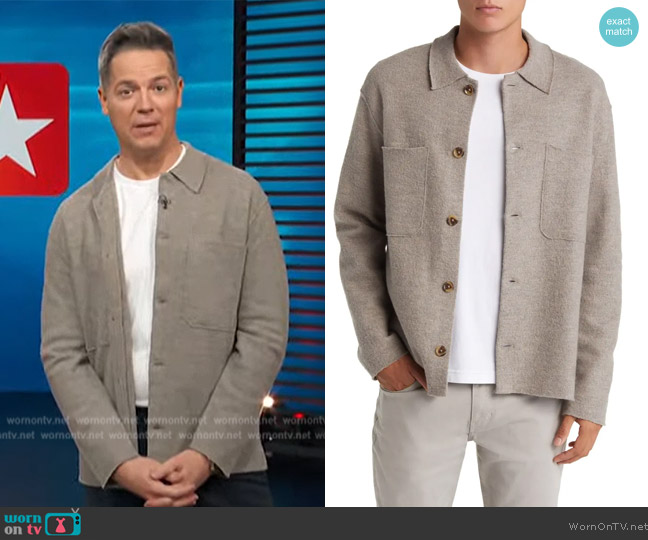 NN07 Jonas Boiled Wool Shirt Jacket worn by Jason Kennedy on Access Hollywood