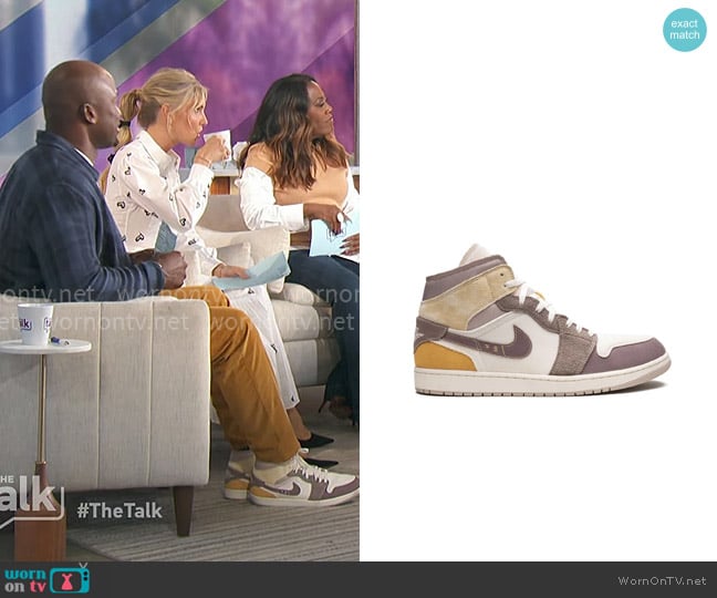 Nike Air Jordan 1 Mid SE Taupe Haze sneakers worn by Akbar Gbajabiamila on The Talk