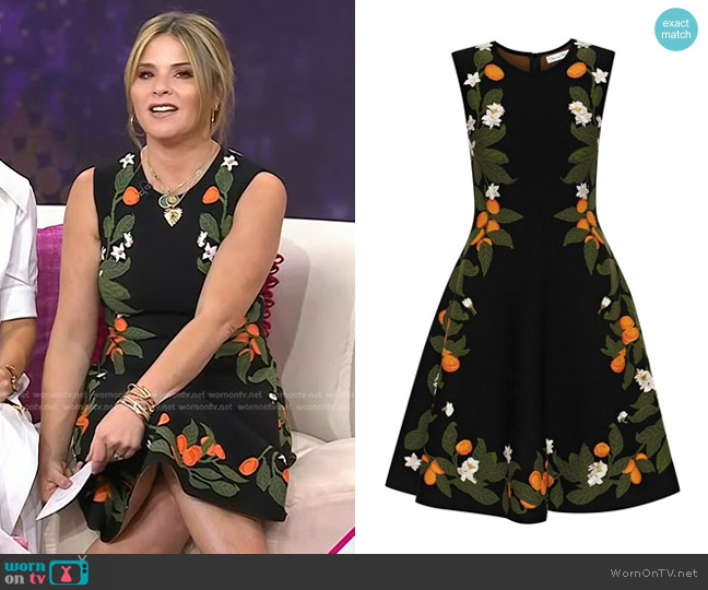 Oscar de la Renta Fortunella Stitch Fit-&-Flare Knit Dress worn by Jenna Bush Hager on Today