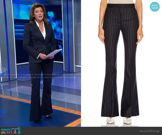 Pinstripe Wool Pants by Alexander Mcqueen worn by Norah O'Donnell on CBS Evening News