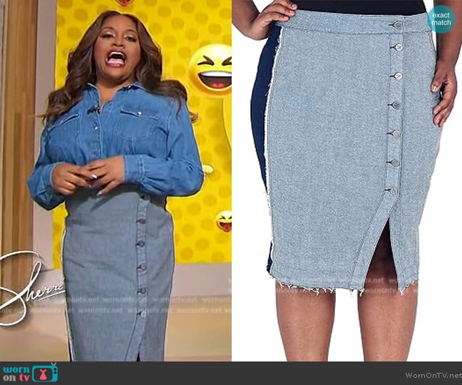 Poetic Justice TwoTone Frayed Skirt worn by Sherri Shepherd on Sherri