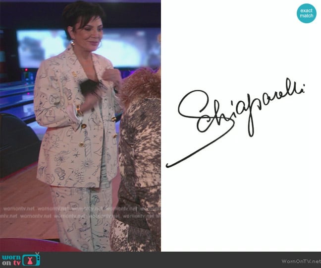 Schiaparelli Scribble Print Blazer worn by Kris Jenner (Kris Jenner) on The Kardashians