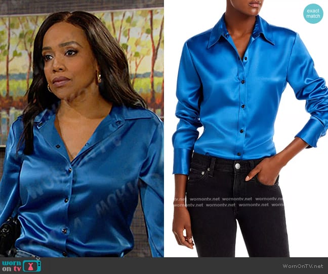 Rag & Bone Antonia Satin Top worn by Jada Hunter (Elia Cantu) on Days of our Lives