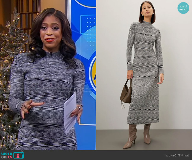 Rosetta Getty Collective Mock Neck Knit Dress worn by Morgan Norwood on Good Morning America