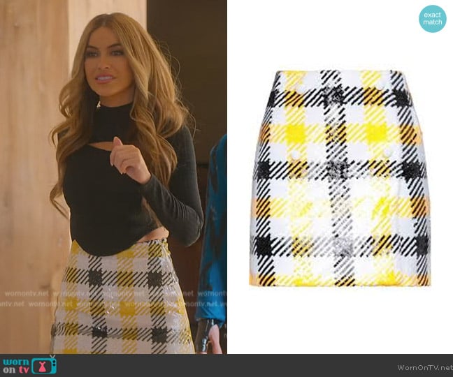 Rotate Straight Checked Skirt worn by Chrishell Stause on Selling Sunset