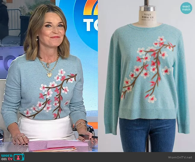 WornOnTV: Savannah’s blue cherry blossom sweater on Today | Savannah ...
