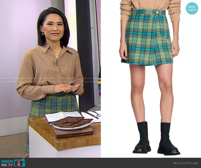 Sandro Darla Plaid Skirt worn by Vicky Nguyen on Today