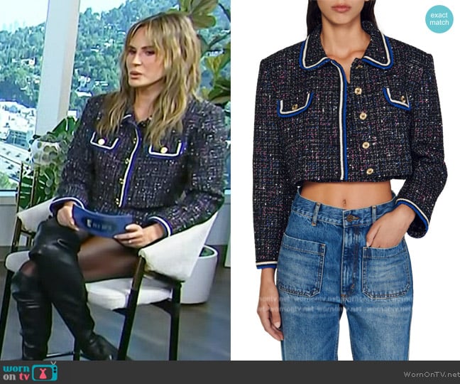 Sandro Vicky Tweed Cropped Jacket worn by Keltie Knight on E! News