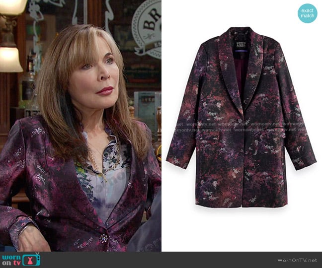 Scotch & Soda Printed Single-Breasted Longer-Length Blazer worn by Kate Roberts (Lauren Koslow) on Days of our Lives