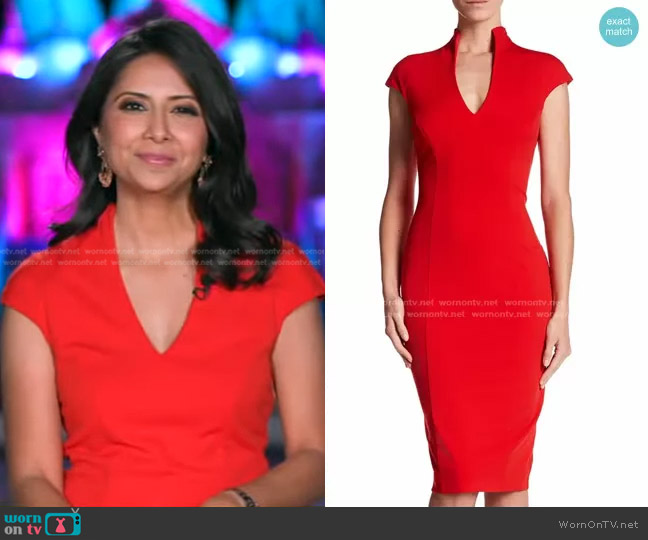 Alexia Admor Scuba Midi Sheath Dress worn by Zohreen Shah on Good Morning America