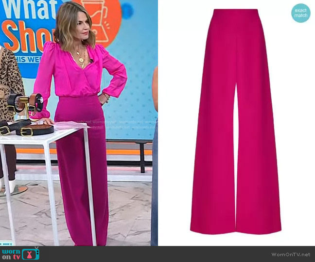 WornOnTV: Savannah’s pink wrap blouse and pants on Today | Savannah ...