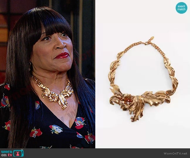 Zara Sparkly Flower Necklace worn by Paulina Price (Jackée Harry) on Days of our Lives