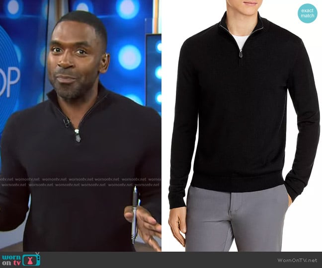 WornOnTV: Justin’s black quarter zip polo sweater on Today | Justin ...