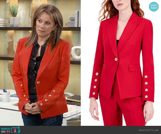 Tahari ASL Buttoned-Sleeve Peak-Lapel Blazer worn by Alexis Davis (Nancy Lee Grahn) on General Hospital