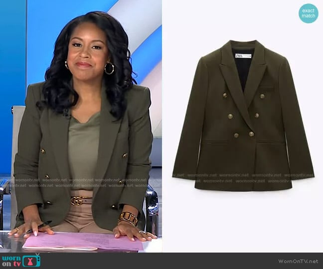 Zara Tailored Blazer with Buttons worn by Sheinelle Jones on Today