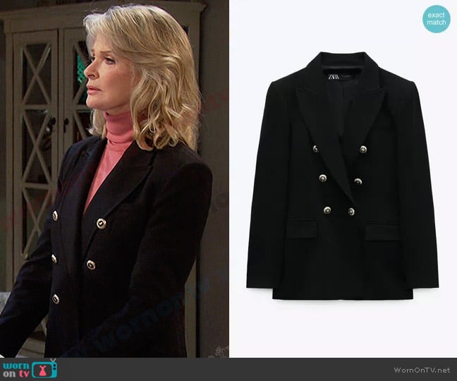 Zara Tailored Double Breasted Blazer worn by Marlena Evans (Deidre Hall) on Days of our Lives