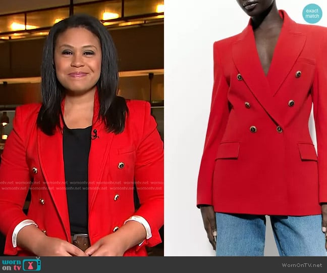 Zara Tailored Double Breasted Blazer worn by Meagan Fitzgerald on Today