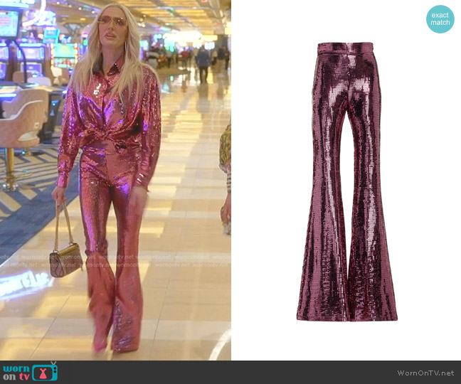 WornOnTV: Erika's pink sequin shirt and flare pants on The Real