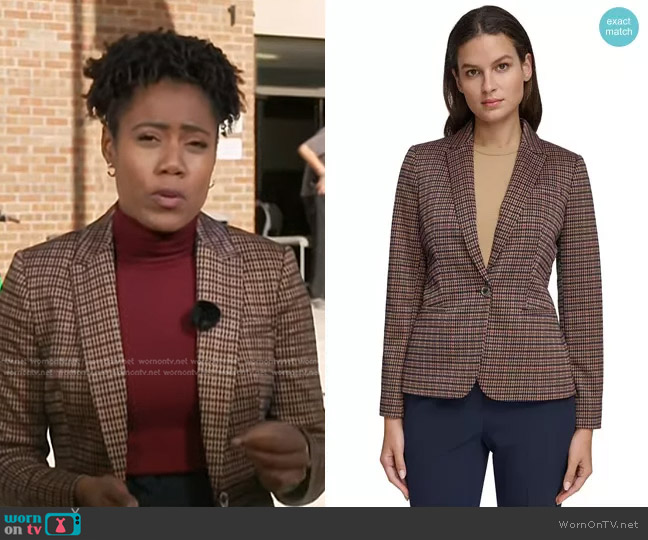 Tommy Hilfiger One-Button Plaid Blazer worn by Priscilla Thompson on NBC News Daily