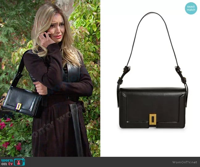 Topshop Sidney Trophy Shoulder Bag in black worn by Theresa Donovan (Emily O'Brien) on Days of our Lives