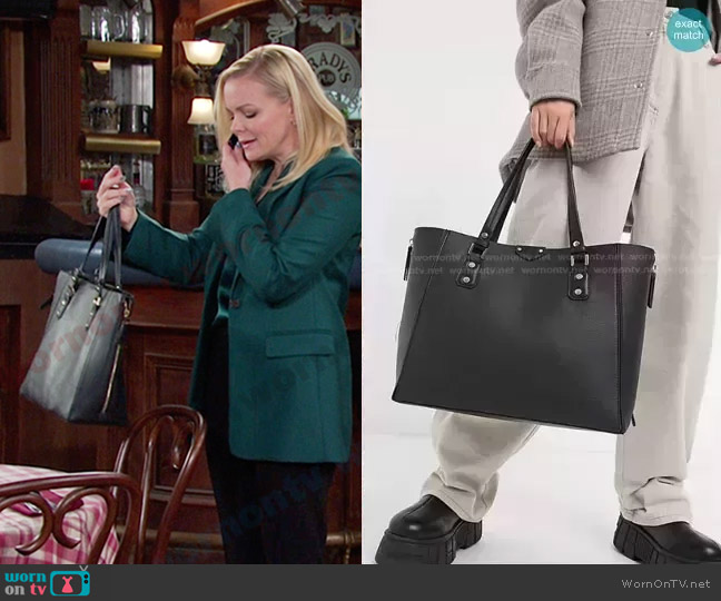 Topshop Top Handle Bag in Black worn by Belle Brady (Martha Madison) on Days of our Lives