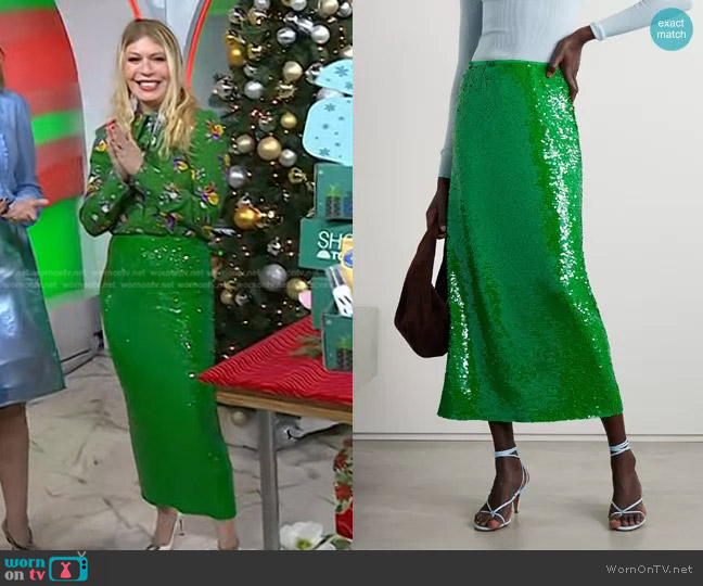 Tory Burch Sequined Stretch-Mesh Maxi Skirt worn by Jill Martin on Today