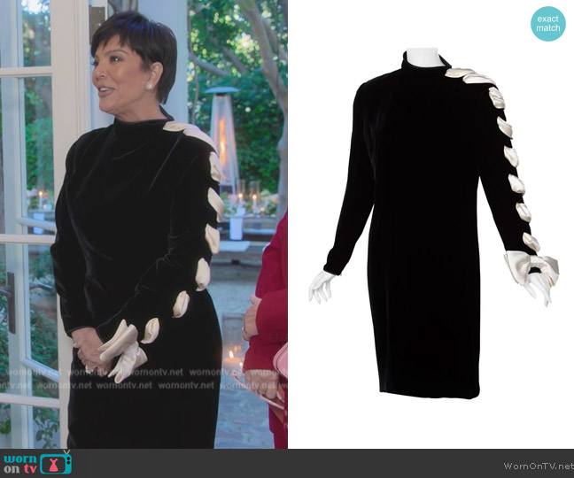 Valentino Black Velvet Ivory Satin Ribbon Bow Dress worn by Kris Jenner (Kris Jenner) on The Kardashians