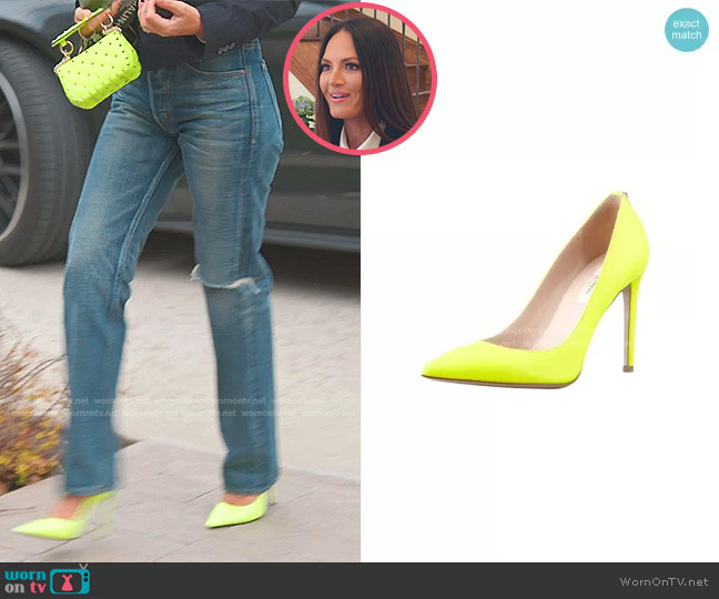 Valentino Leather Stud-Back Point-Toe Pump in Yellow worn by Lisa Barlow on The Real Housewives of Salt Lake City