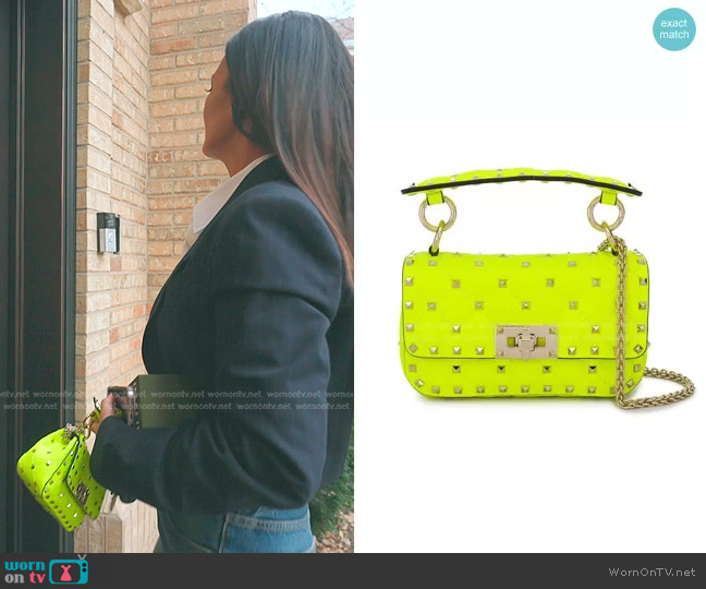 Valentino Small Rockstud Spike Crossbody Bag worn by Lisa Barlow on The Real Housewives of Salt Lake City