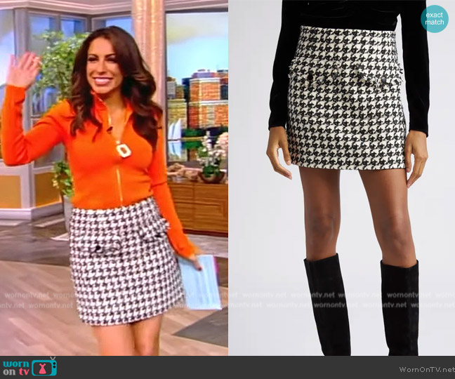 Veronica Beard Adriel Houndstooth Tweed Miniskirt worn by Alyssa Farah Griffin on The View