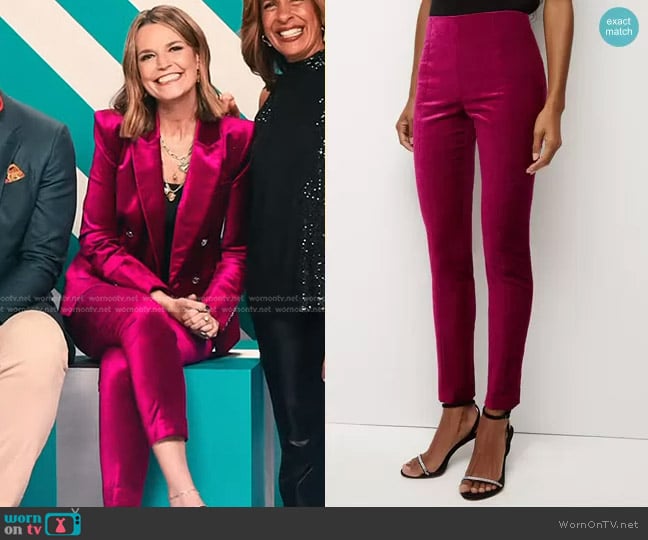 Veronica Beard Honolulu Velvet Pant in Fuchsia worn by Savannah Guthrie on Today