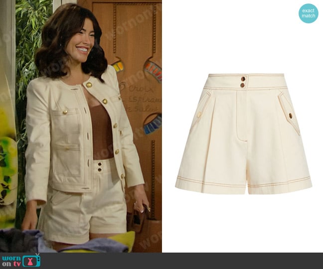 Veronica Beard Keita in Ecru worn by Steffy Forrester (Jacqueline MacInnes Wood) on The Bold and the Beautiful