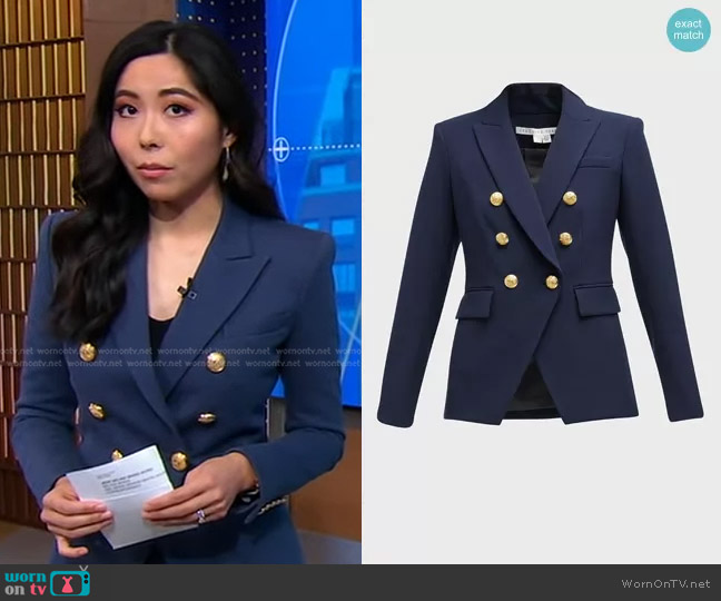 Veronica Beard Miller Dickey Jacket in Navy with Gold Buttons worn by Selina Wang on Good Morning America