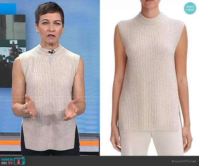 WornOnTV: Stephanie’s beige ribbed sleeveless sweater on Today ...