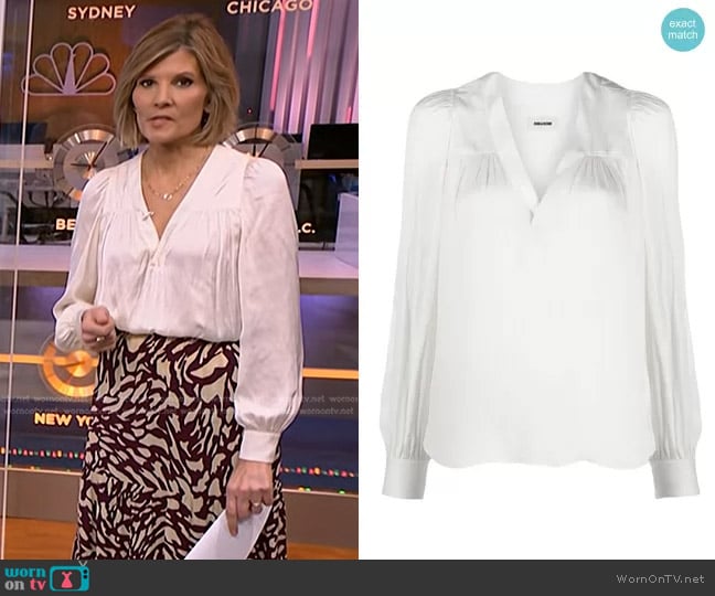 Wornontv Kates White Blouse And Abstract Print Skirt On Nbc News Daily Kate Snow Clothes