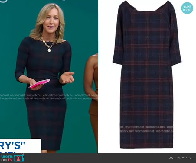 Zara Plaid Dress worn by Lara Spencer on Good Morning America