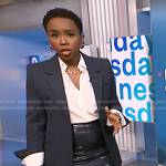 Zinhle’s navy crocodile pencil skirt on NBC News Daily