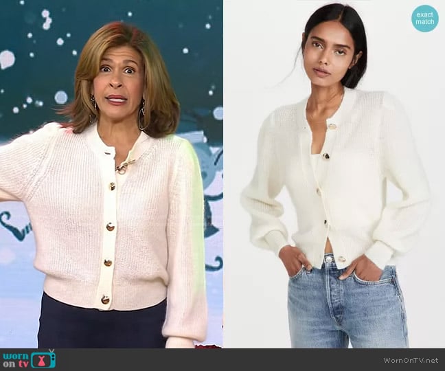 Ba&Sh Baylor Cardigan in Ecru worn by Hoda Kotb on Today