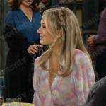 Abby’s pink watercolor floral wrap blouse on The Young and the Restless